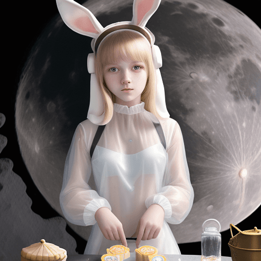 AI generated: 18 year old with rabbit ears on her head and transparent clothes that don't leak Russian girl making...