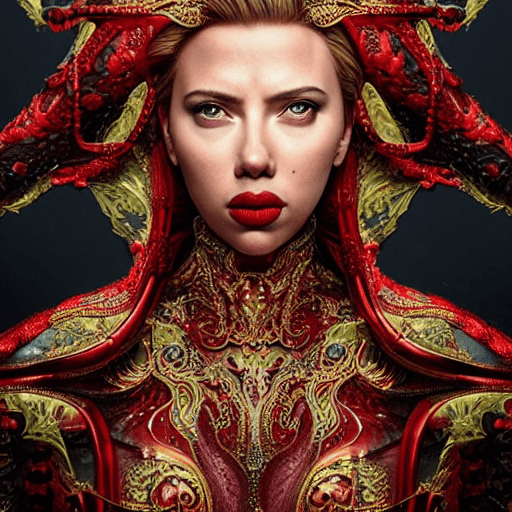 AI generated: ultrarealistic portrait of a Scarlet Johansson, 8k photographic style filigree fractal details intri...