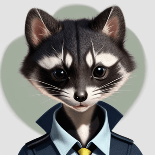AI generated: cat, ferret and raccoon hybrid, anthropomorphic 