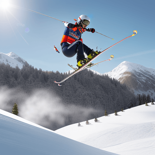 AI generated: dynamic shooting, in apls, freestyle skier, amazing landscape, Canon EOS-1D X Mark III with Canon EF...