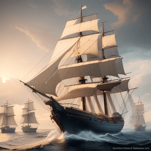 AI generated: Photo of a ultra realistic sailing ship, dramatic light, pale sunrise, cinematic lighting, battered,...