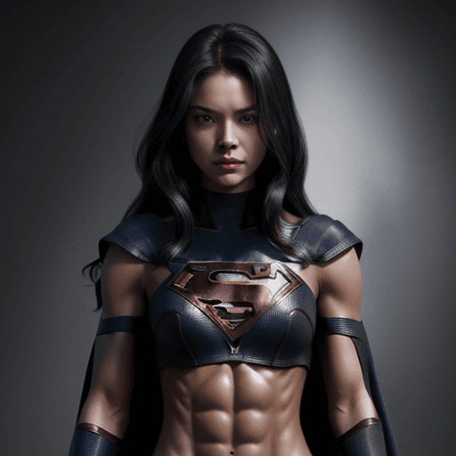 AI generated:  dark black supergirl with abs    --ar 1:2

