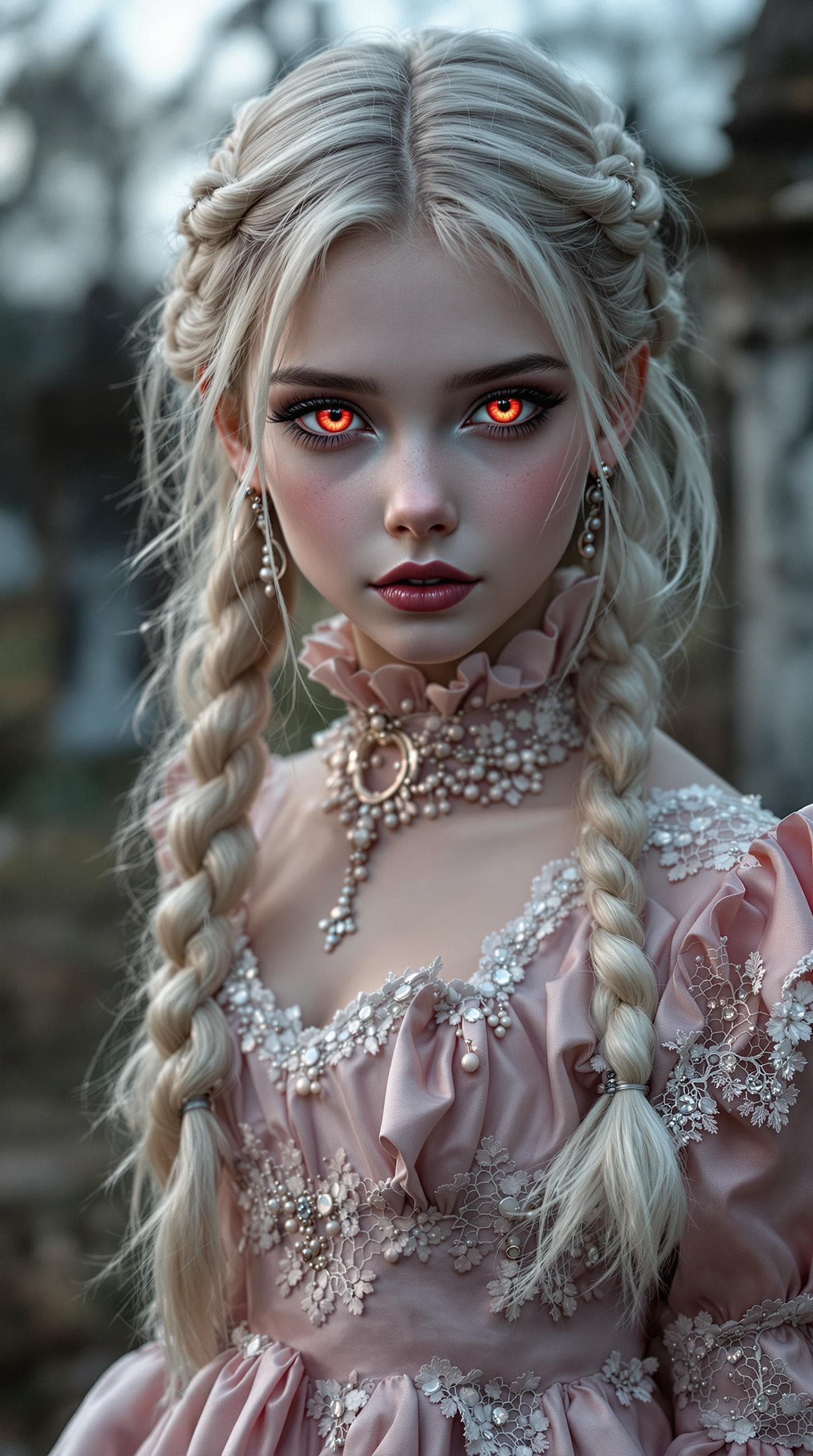 AI generated: a professional photo of a exceptionally of the most beautiful Russian vampire girl in the world, (ag...