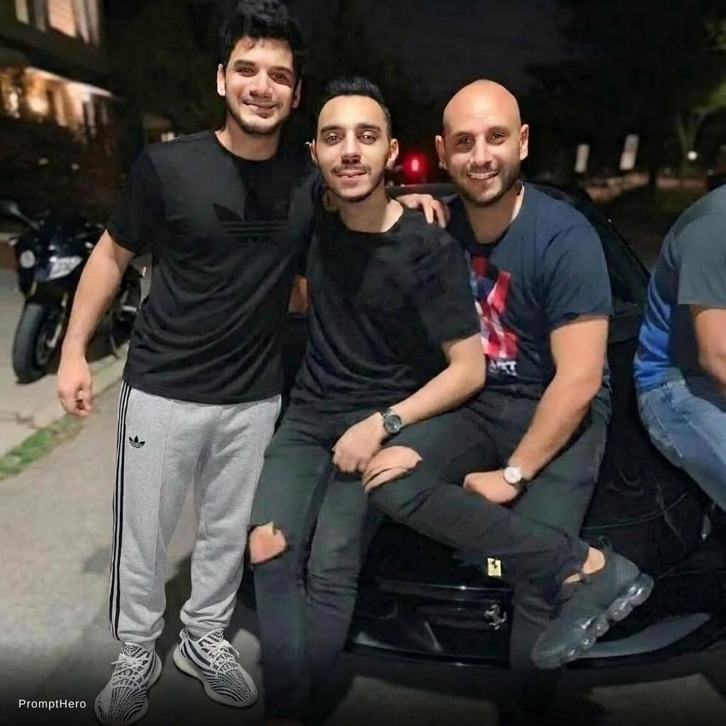 AI generated: The person who is on the left side change his shoes to be the uploaded shoes 
