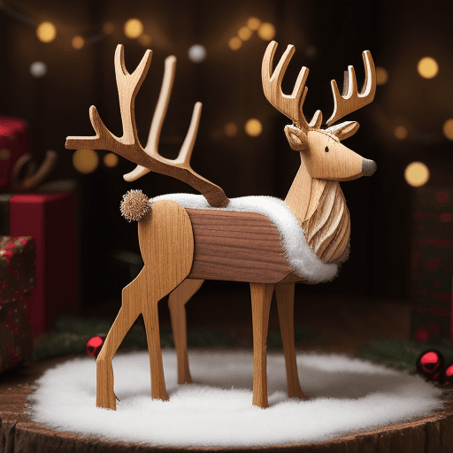 AI generated: Wood Carving Effect, christmas reindeer, 