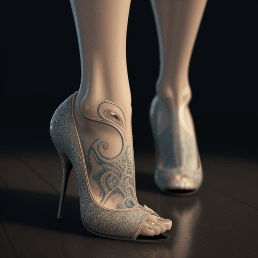 AI generated: image of a woman's foot wearing a 7 inch high heel shoe. 4k, hyper realistic, focused, extreme detai...