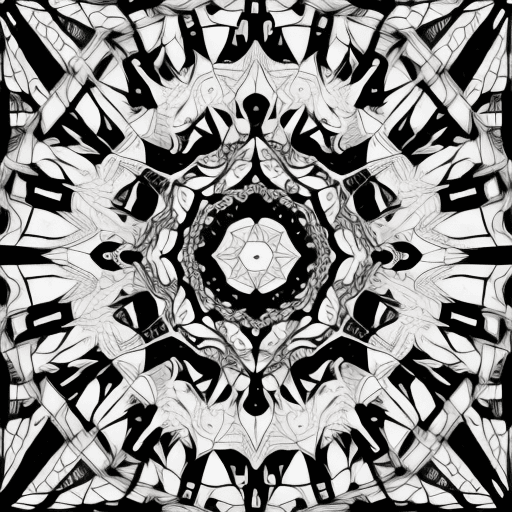 AI generated: Generate black and white beautiful geometric patterns for a coloring book