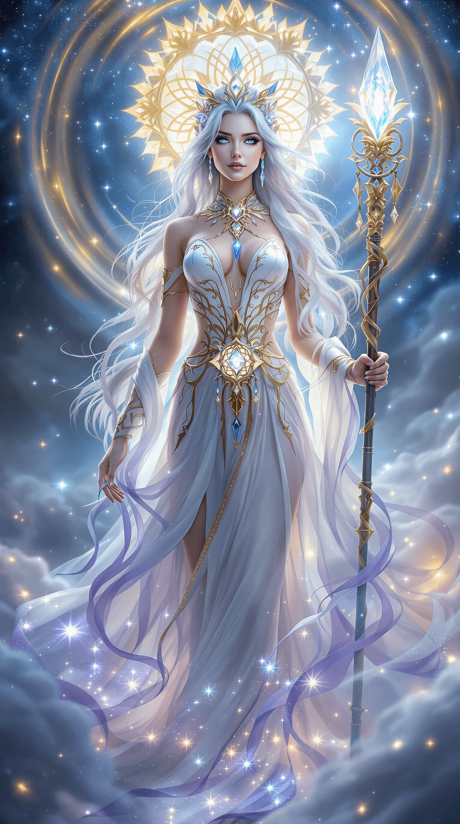 AI generated: an ultra-realistic, full-body portrait of a captivating dream guardian woman, radiating serene stren...