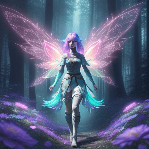 AI generated: Magical Forest scenery, chronomancer(a female), a time-manipulating mage,clean skin, particles of li...