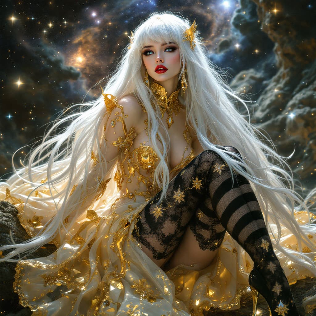 AI generated: A mesmerizing and enchanting radiant caucasian woman blends the essence of a fantasy woman and a rea...