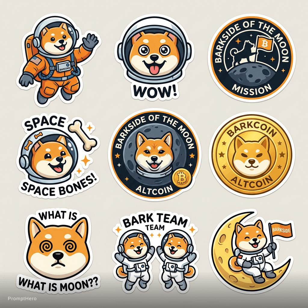 AI generated: Shiba inu flying in space for barkside of the moon mission altcoin apparel brand