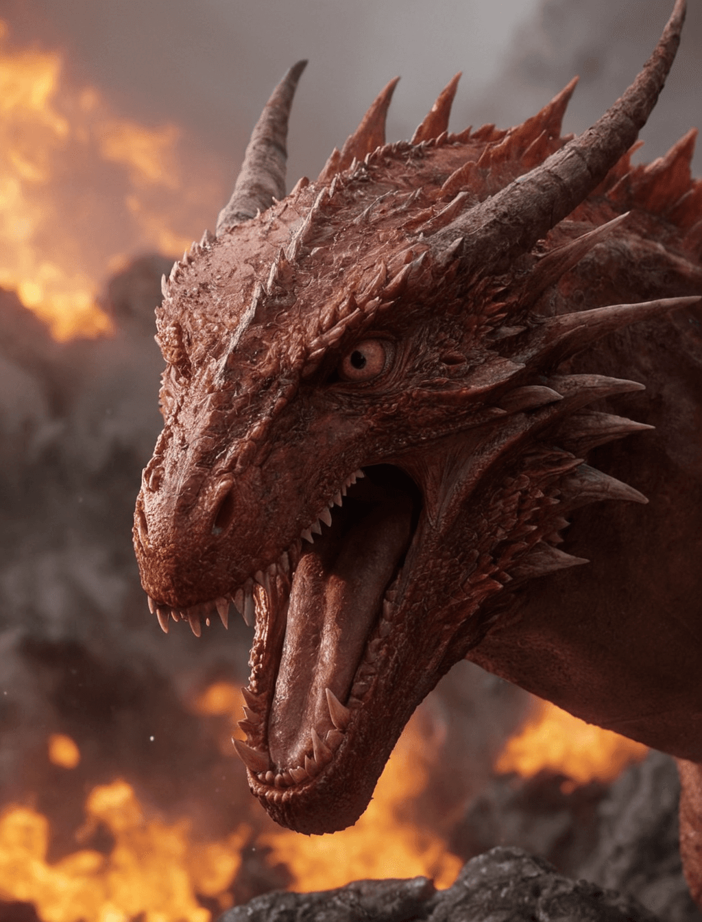 AI generated: photorealistic, lotr, rain of giant fire meteors causing complete chaos on earth, the skies tear apa...