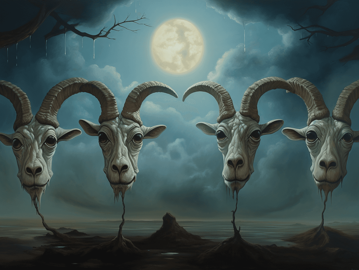 AI generated: four horns in the sky with one eye, in the style of naturalistic renderings, nightscapes, biolumines...