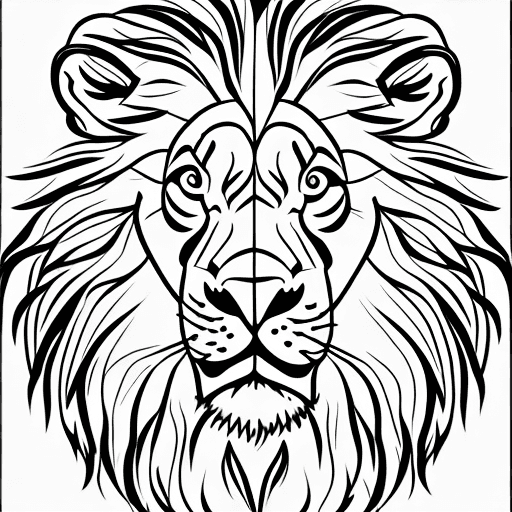 AI generated: b/w outline art for kids coloring book page, lion, Kids coloring pages, full white, kids style, whit...