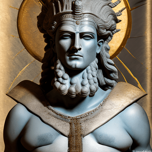 AI generated: High resolution photography of a male deity named Merravion, the Warrior