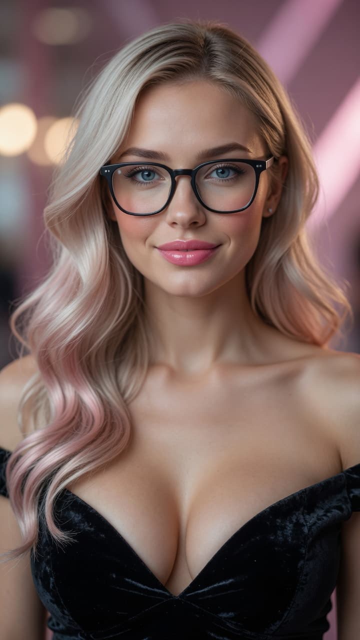 AI generated: A stunning ultra-realistic fashion magazine portrait of a beautiful young woman with long wavy plati...