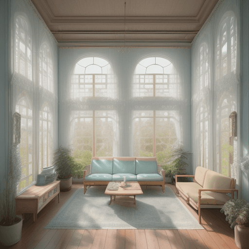 AI generated: High resolution photography interior design, dreamy sunken living room conversation pit, wooden floo...