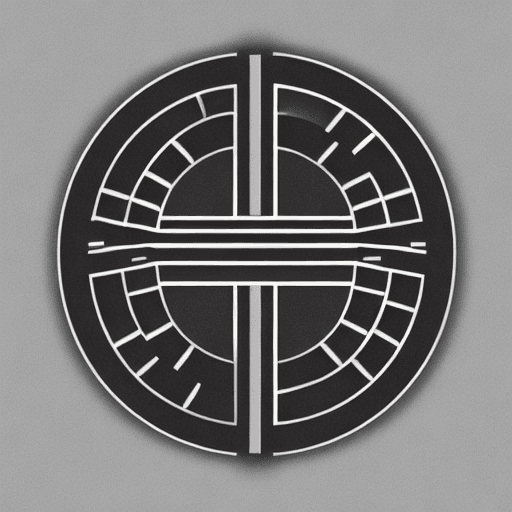 AI generated: a circular and minimalist graphic logo featuring an open book, from which a construction floor plan ...