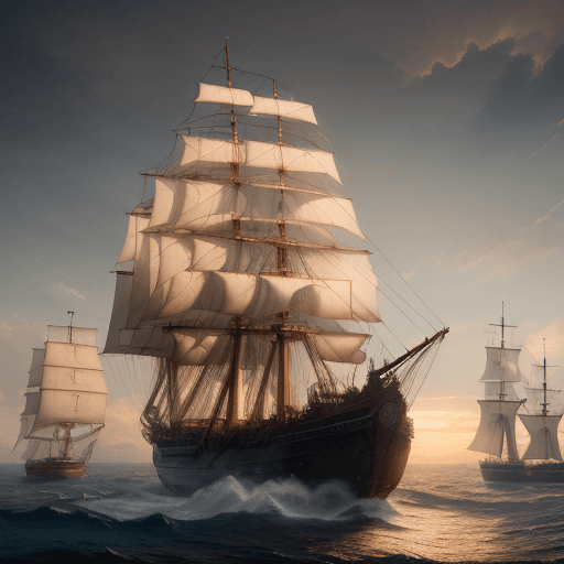 AI generated: Photo of a ultra realistic sailing ship, dramatic light, pale sunrise, cinematic lighting, battered,...