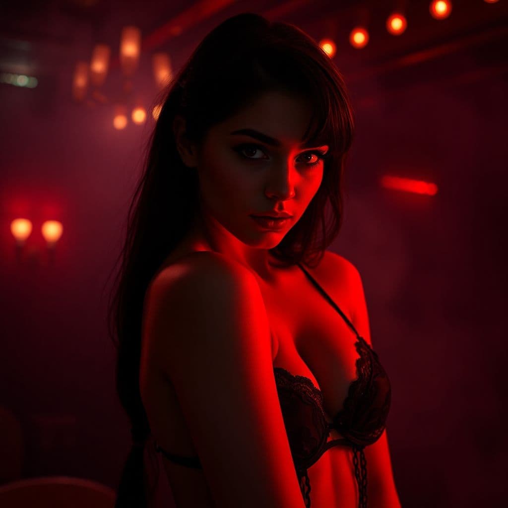 AI generated: RAW photo, low key, cinematic composition, Moulin Rouge, cabaret style, burlesque, photograph of a g...