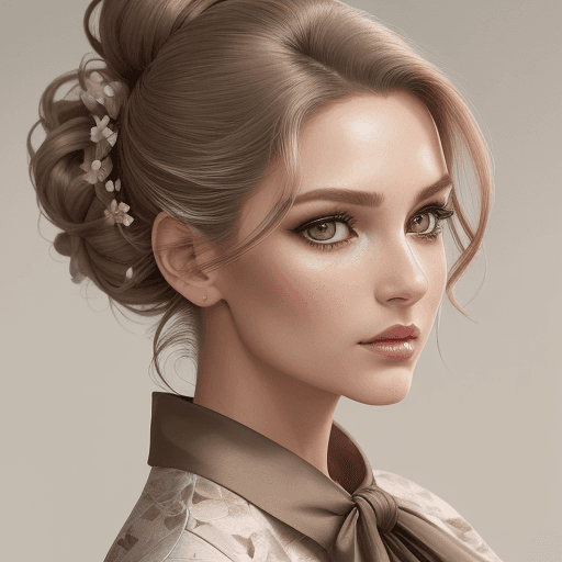 AI generated: An image of a woman with an elegant updo hairstyle that has volume and a natural gradient from darke...