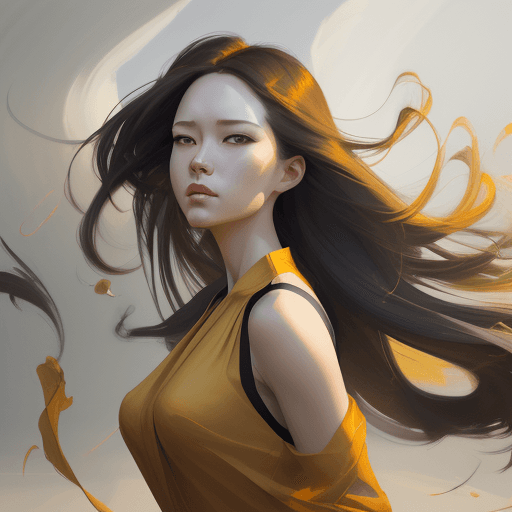 AI generated: a painting depicts the wind blowing a woman's hair, in the style of Dmitri Danish, digital art techn...