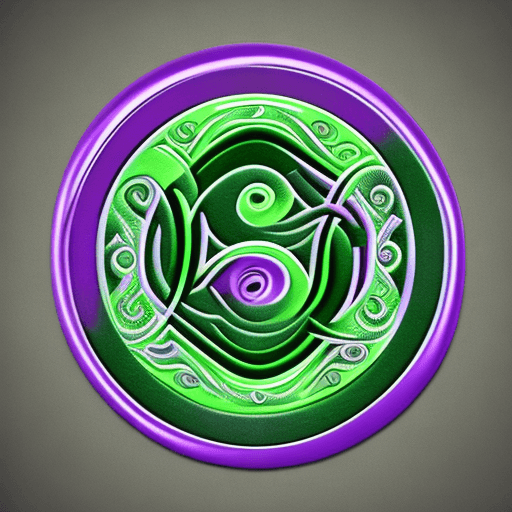 AI generated: purple green design logo, yin and yang well represented and without deformation, and small infinity ...