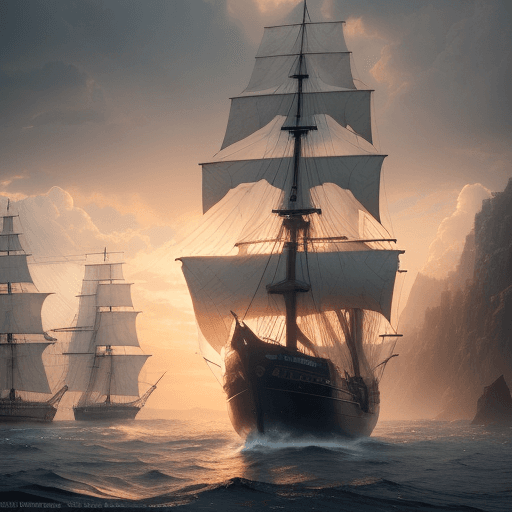 AI generated: Photo of a ultra realistic sailing ship, dramatic light, pale sunrise, cinematic lighting, battered,...