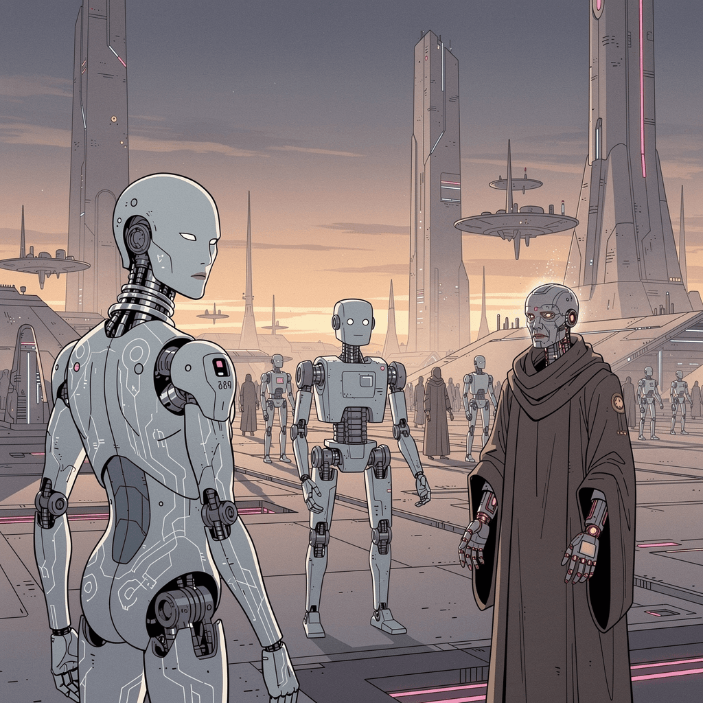 AI generated: Create various random images of futuristic strange mystical enigmatic beings which look similar to h...