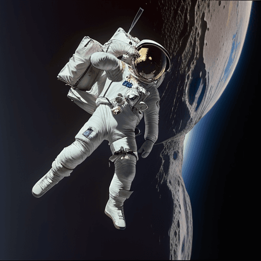 AI generated: a french astronaut looks at the earth from the moon and is questioning
