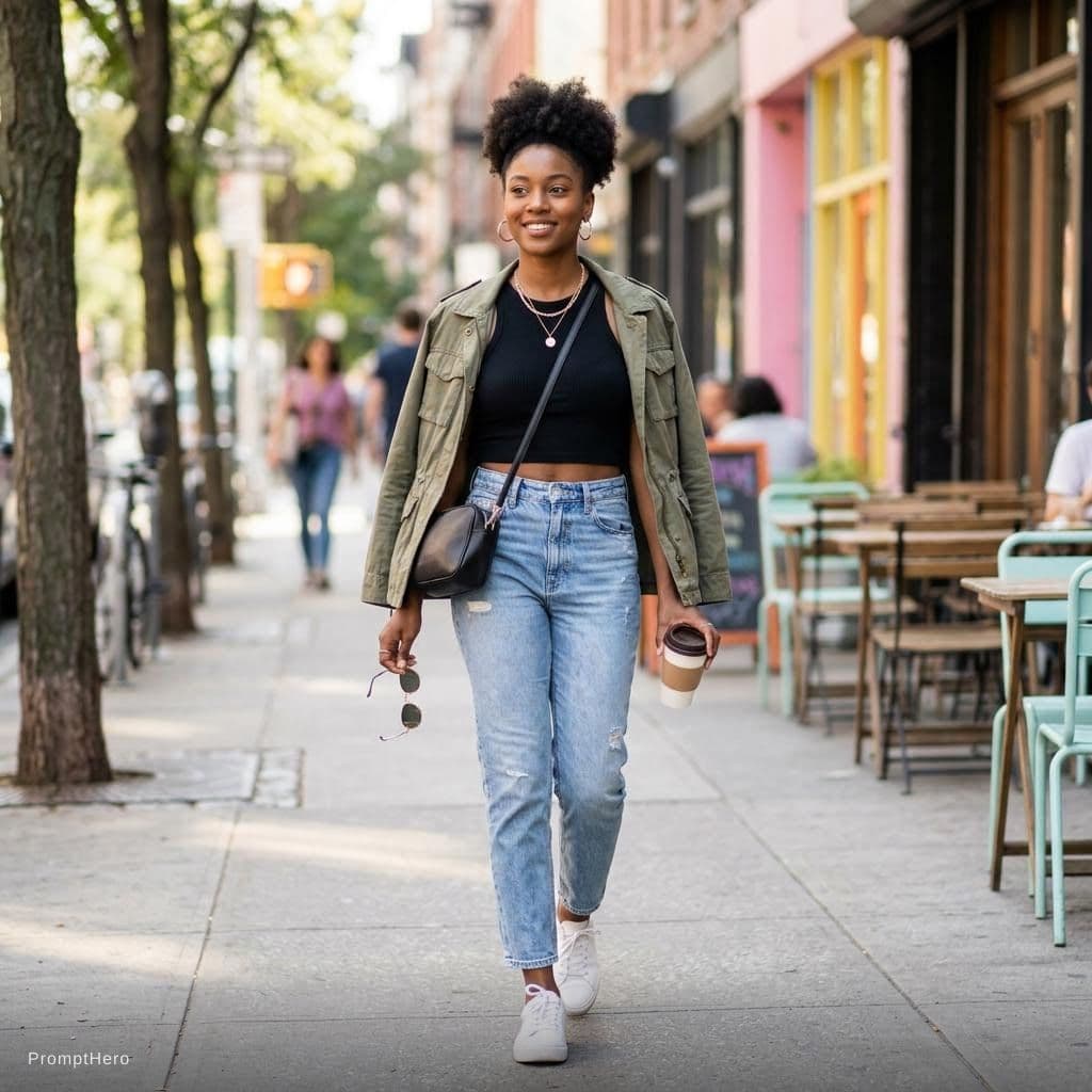 AI generated: A cute sexy slim black woman