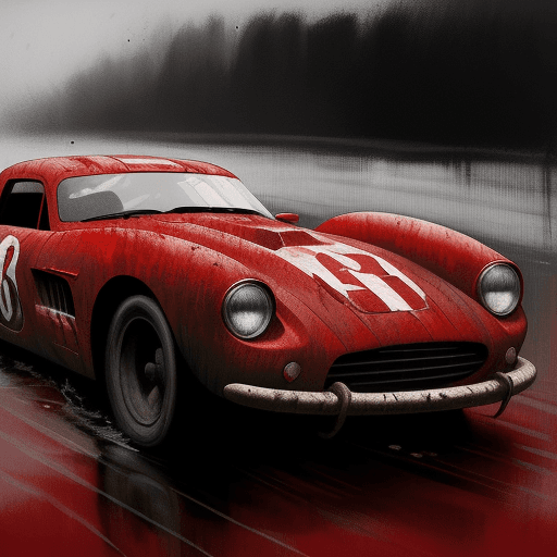 AI generated: red race car, in the style of sam spratt, historical illustrations, old masters, genndy tartakovsky,...
