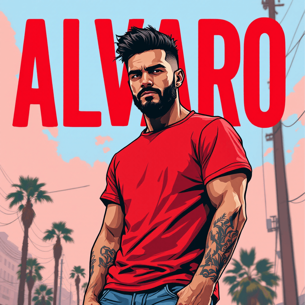 AI generated: Cartoon illustration, comic book cover featuring a handsome man, dark burst-taper hair, trimmed shor...