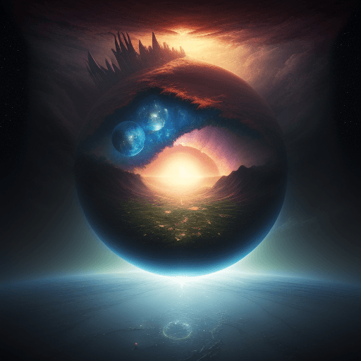 AI generated: a world within a world::5 fantasy art, shot from space, ultra detailed::3 heaven and hell::2