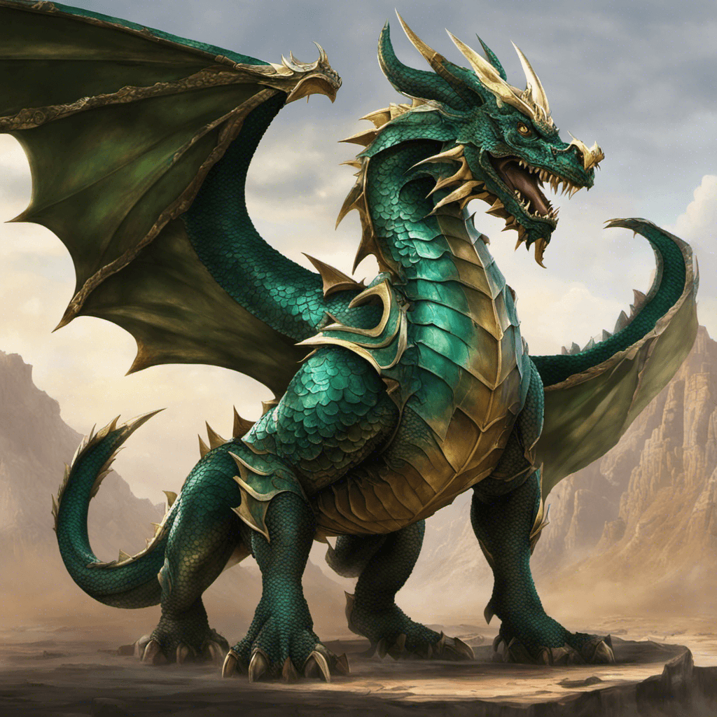 AI generated: a dragon stands tall and majestic, its formidable presence enhanced by the magnificent suit of armor...