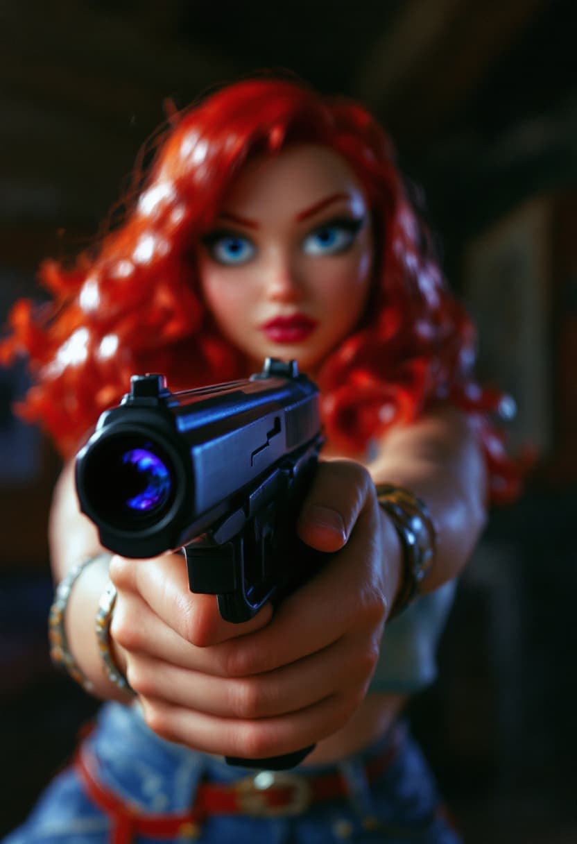 AI generated: RPG, Style: MACRO, a low-quality CCTV camera with a slightly fish-eye lens efect, contributing to th...