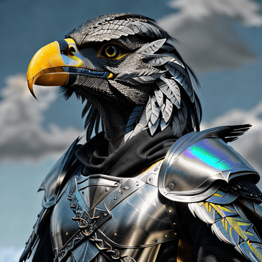 AI generated: ultra realistic photo, fantasy character portrait, male black feather anamorphic hawk face!, hyper r...