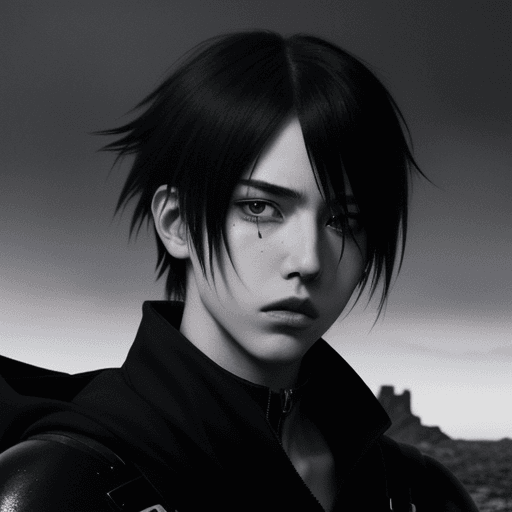 AI generated: drawing of a beautiful guy face with emo hair like killy from blame! in a  really dark and menacing ...