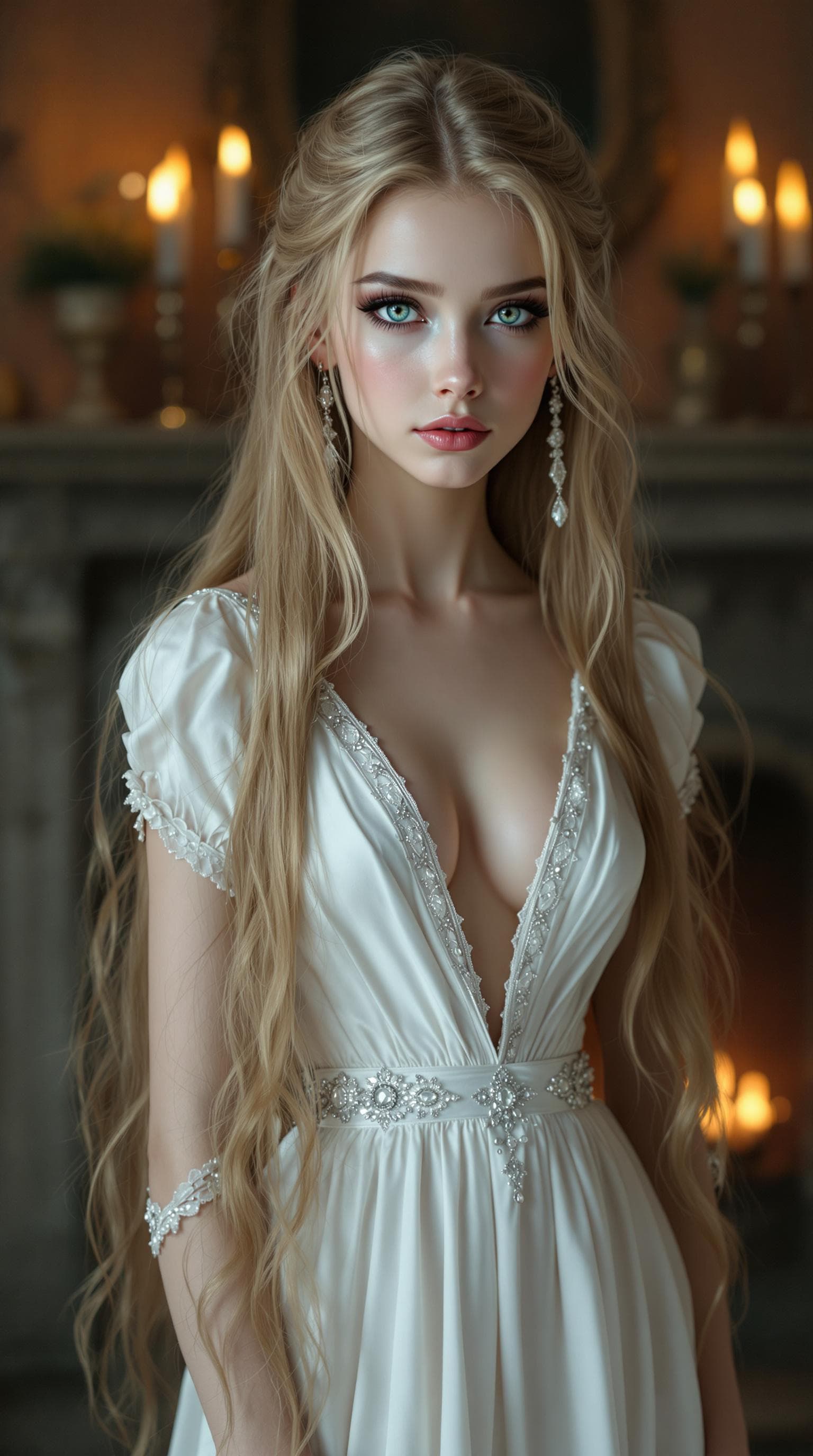 AI generated: a professional photo of a exceptionally of the most beautiful girl in the world, Transylvanian vampi...