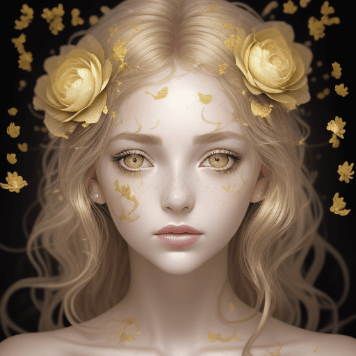 AI generated: magnetific soft background.
dry flowers in blond hair.
women in water with camelias
geterohrome dark...