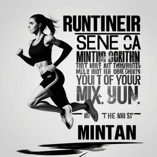 AI generated: Design a motivational fitness poster featuring a runner in motion, with bold typography and an inspi...