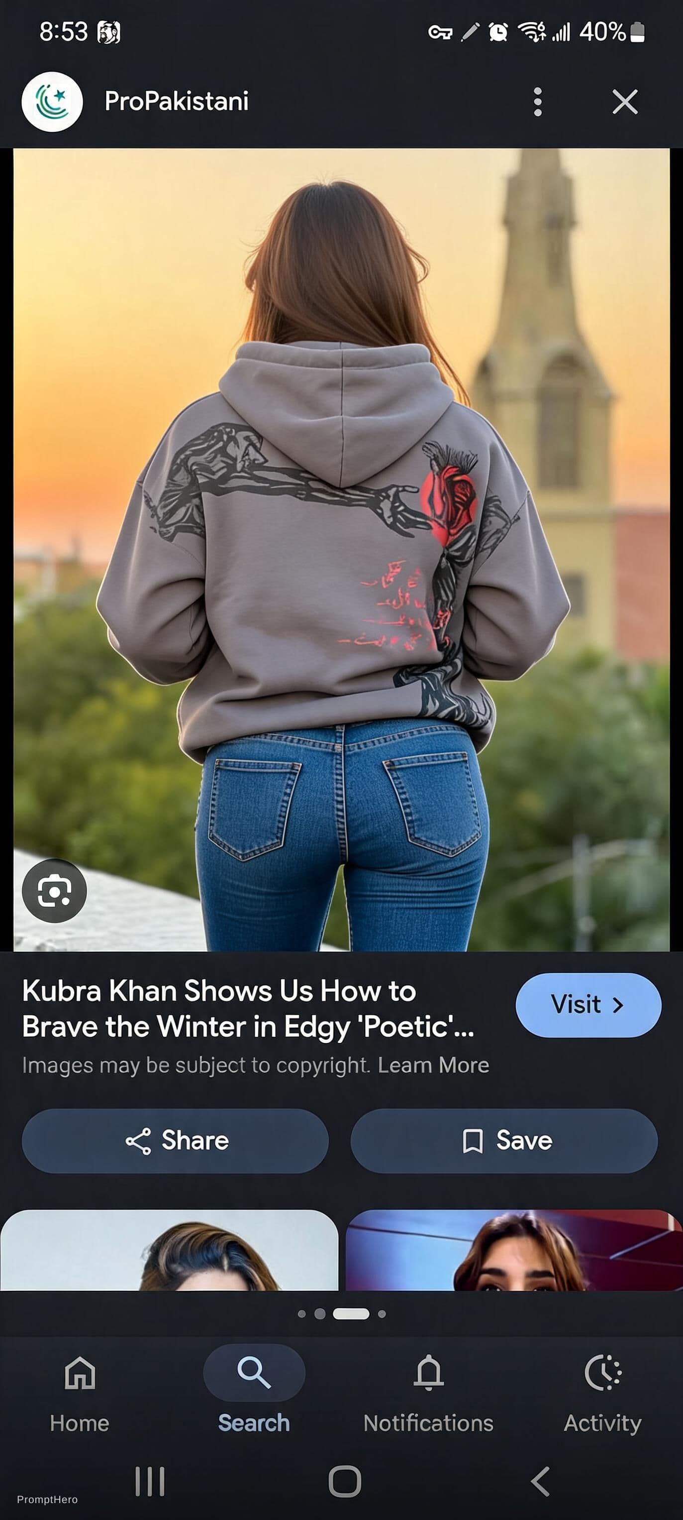 AI generated: Showing her tight jeans ass