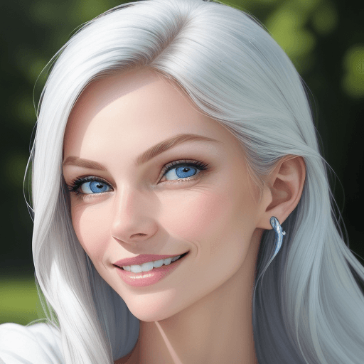 AI generated: The image is a close-up portrait of a woman with striking features. She has fair skin, high cheekbon...