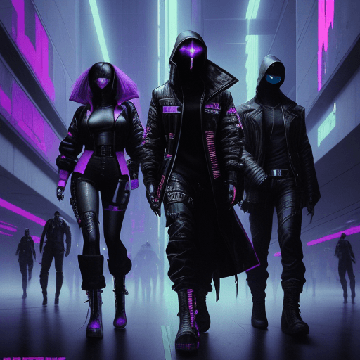AI generated: Hackers and Cybercriminals: Cyberpunk frequently features rebellious hackers and skilled cybercrimin...