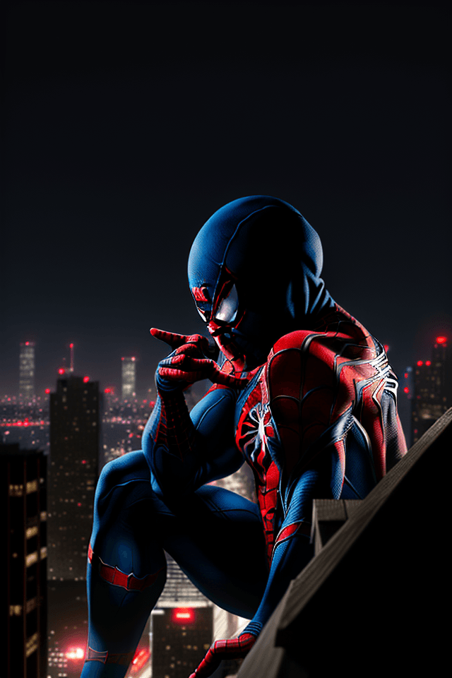 AI generated: Hyper realistic, exterior photo, spider-man wearing ninja robes, spiderman and ninja mash up, red an...