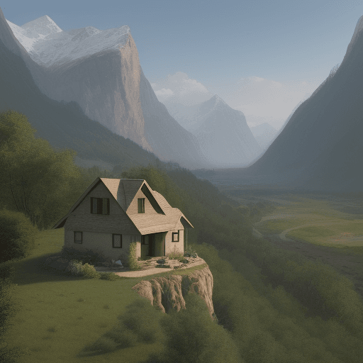 AI generated: house in the middle of the valley