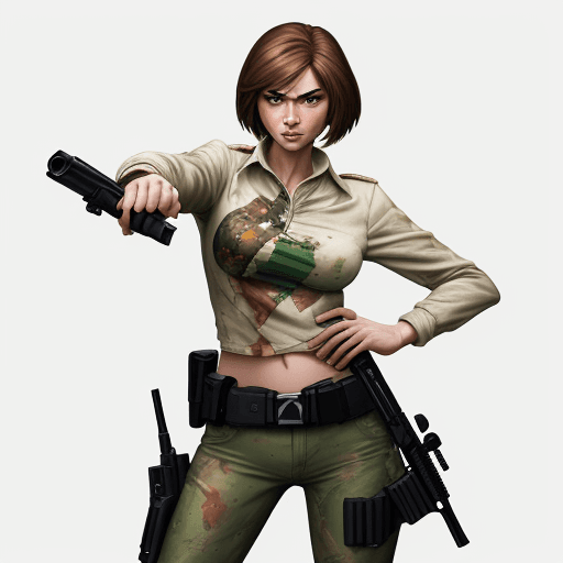 AI generated: an image of an animation character holding a gun, in the style of womancore, comic art, realistic oi...