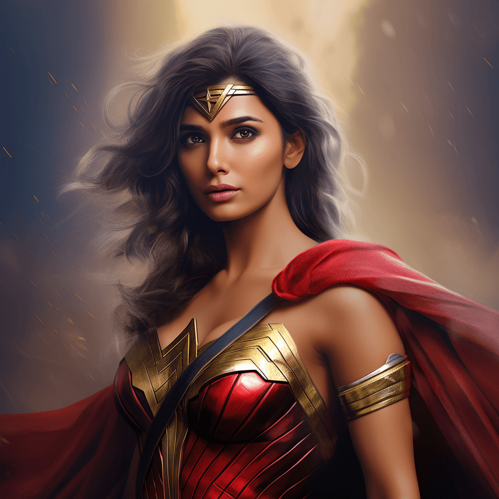 AI generated:  Create a image of Kollywood actress samantha Ruth Prabhu as wonder women --v 5.2