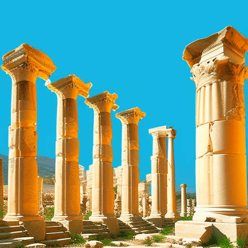 AI generated: Ephesus Ancient city columns in pop art style