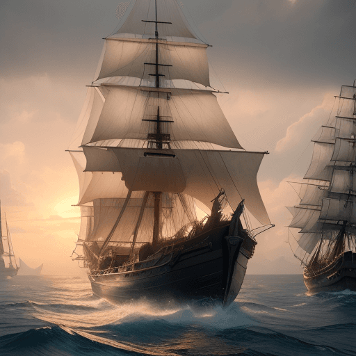 AI generated: Photo of a ultra realistic sailing ship, dramatic light, pale sunrise, cinematic lighting, battered,...